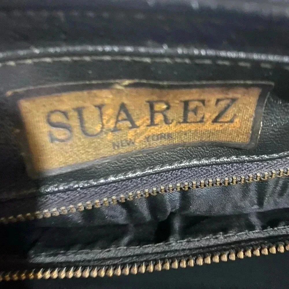 Suarez vintage black leather satchel handbag